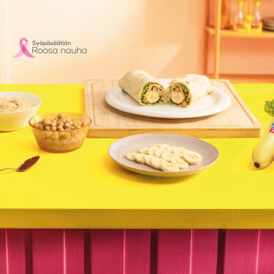 Täysjyväwrap Chiquita-banaanilla, Hummuksella ja Rapeilla Kikherneillä